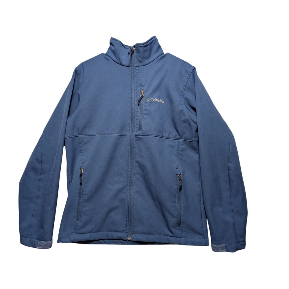 Columbia Soft Shell Jacket - Men's Medium Blue Fleece Lined